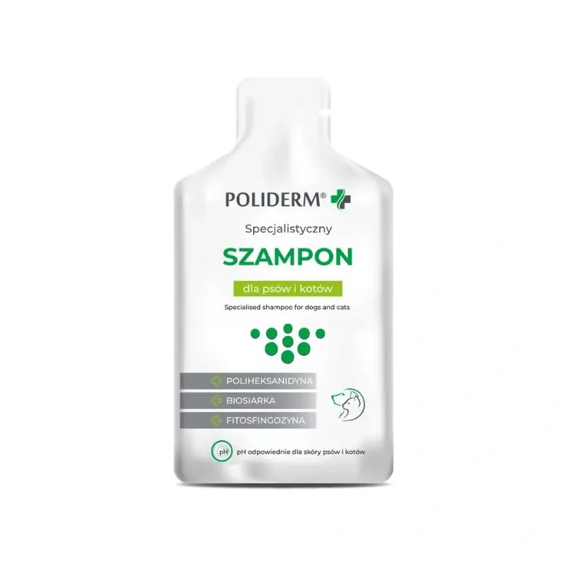 Nézd meg most POLIDERM® SZAMPON ZSÁKOCSKA – szőrápolás kutyáknak és macskáknak 15 ml