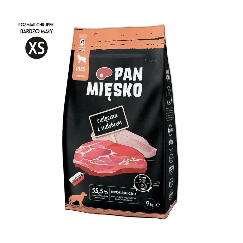 Kedvezmény PAN MIĘSKO Borjúhús pulykahússal XS 9 kg