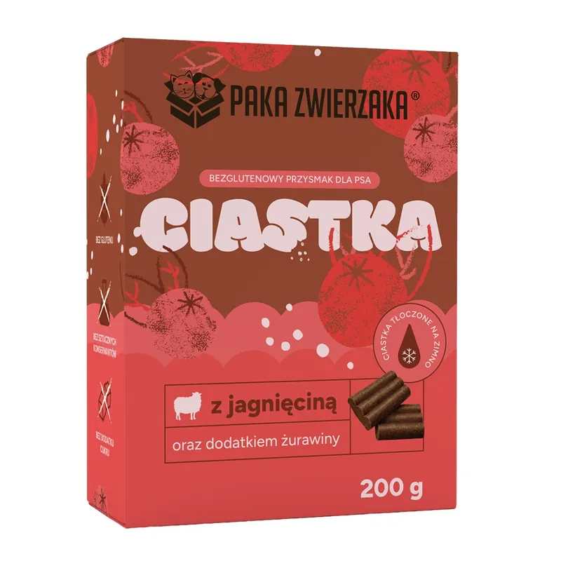 PAKA ZWIERZAKA – Bárányhúsos-áfonyás keksz (200 g) Kiárusítás