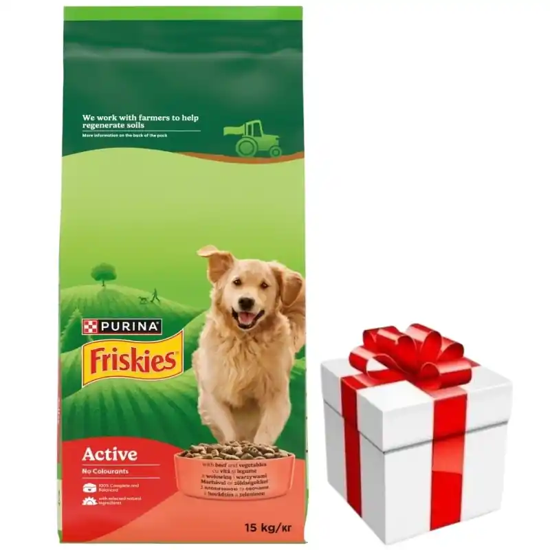 Árcsökkenés Friskies Active Food felnőtt kutyáknak marhahússal és zöldségekkel 15 kg + MEGLEPETÉS A KUTYÁJÁNAK