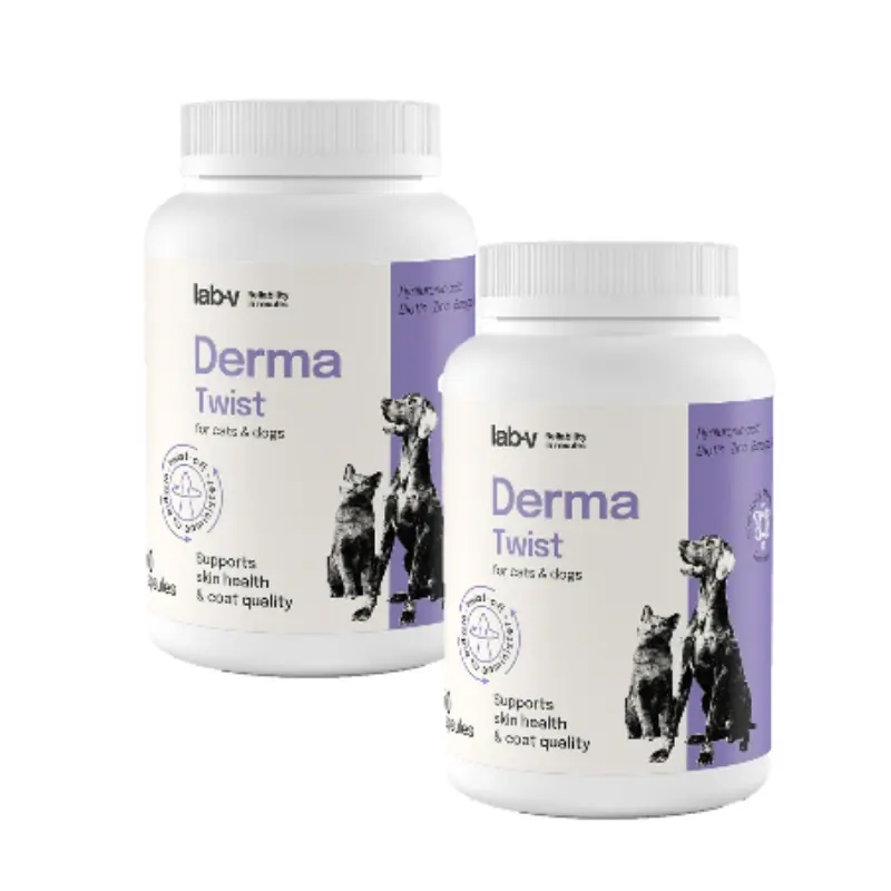 Lab-v Derma Twist – bőr-, szőrzet- és védőréteg-támogatás kutyáknak és macskáknak 2x60 csavarható kapszula Azonnali szállítás