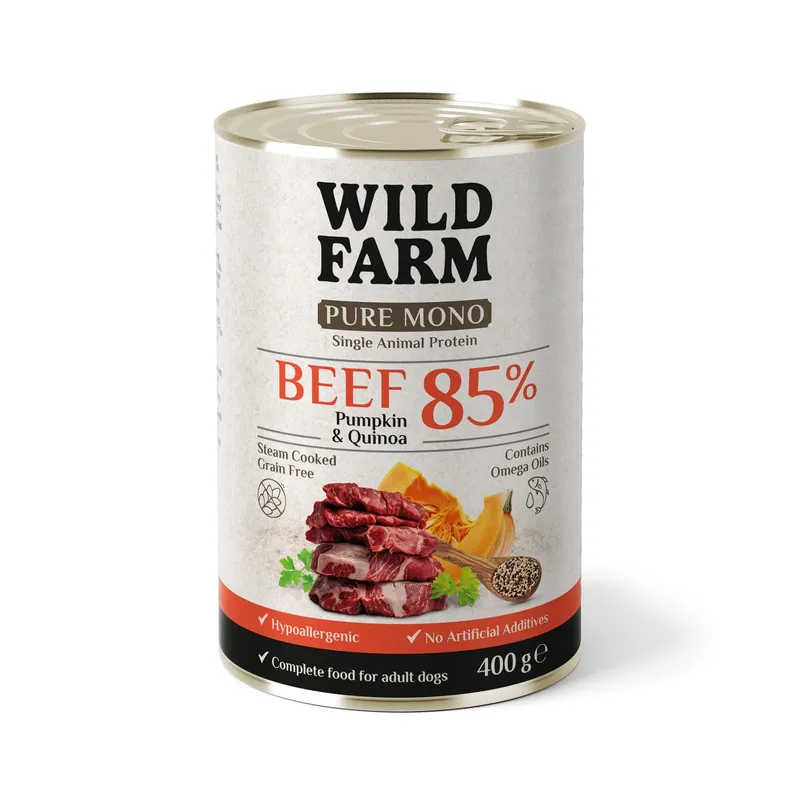 Legjobb ár WILD FARM PURE MONO Marhahús Tök és Quinoa 400g monoprotein kutyatáp