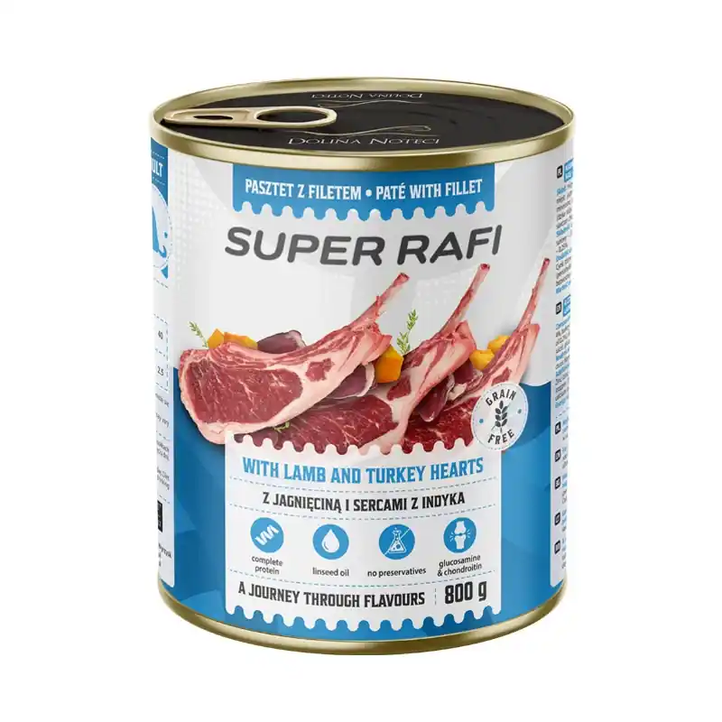 Árcsökkenés Super Rafi bárány- és pulykaszívvel kutyáknak, 800 g