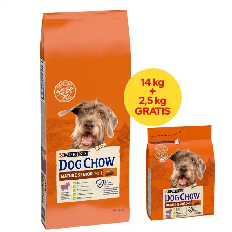 Szuper akció PURINA Dog Chow Mature Senior Bárányhús 14 kg + 2,5 kg