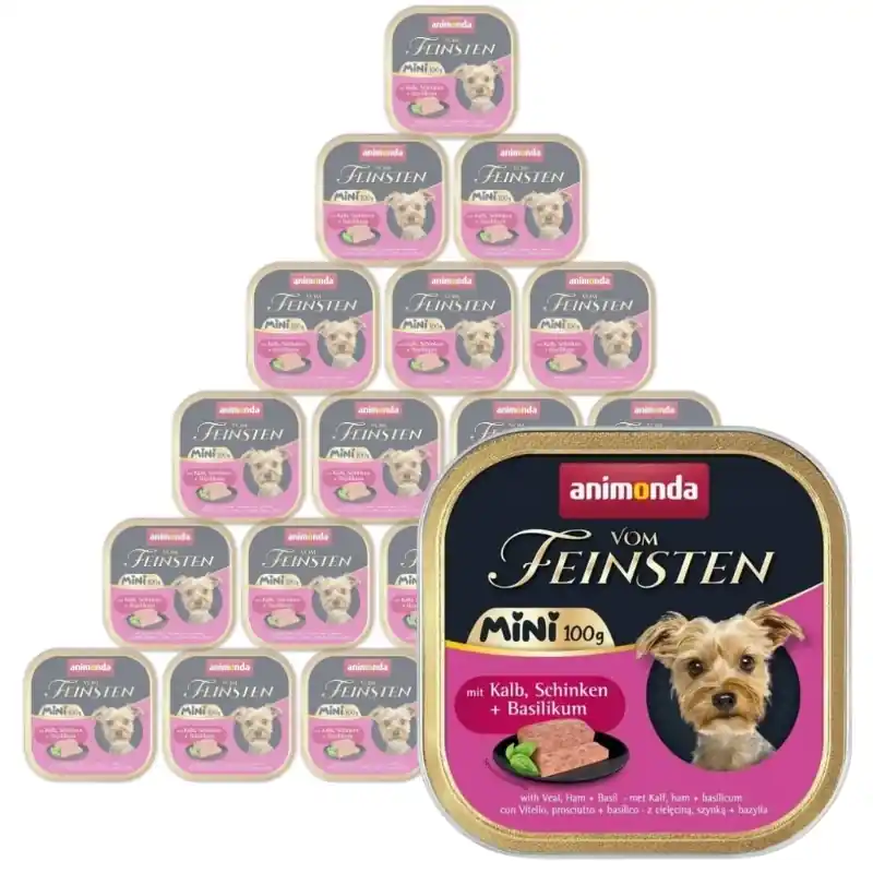Prémium ANIMONDA Vom Feinsten mini felnőtt borjúhús/sonka/bazsalikom 32x100 g