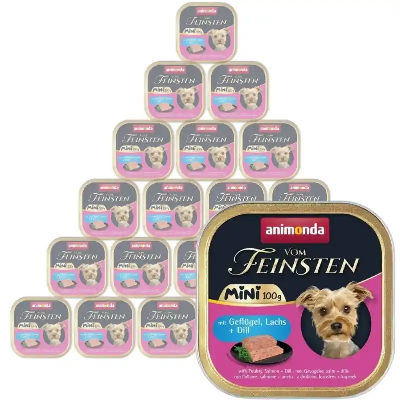 Nézd meg most ANIMONDA Vom Feinsten mini felnőtt baromfi/lazac/kapor 32x100 g