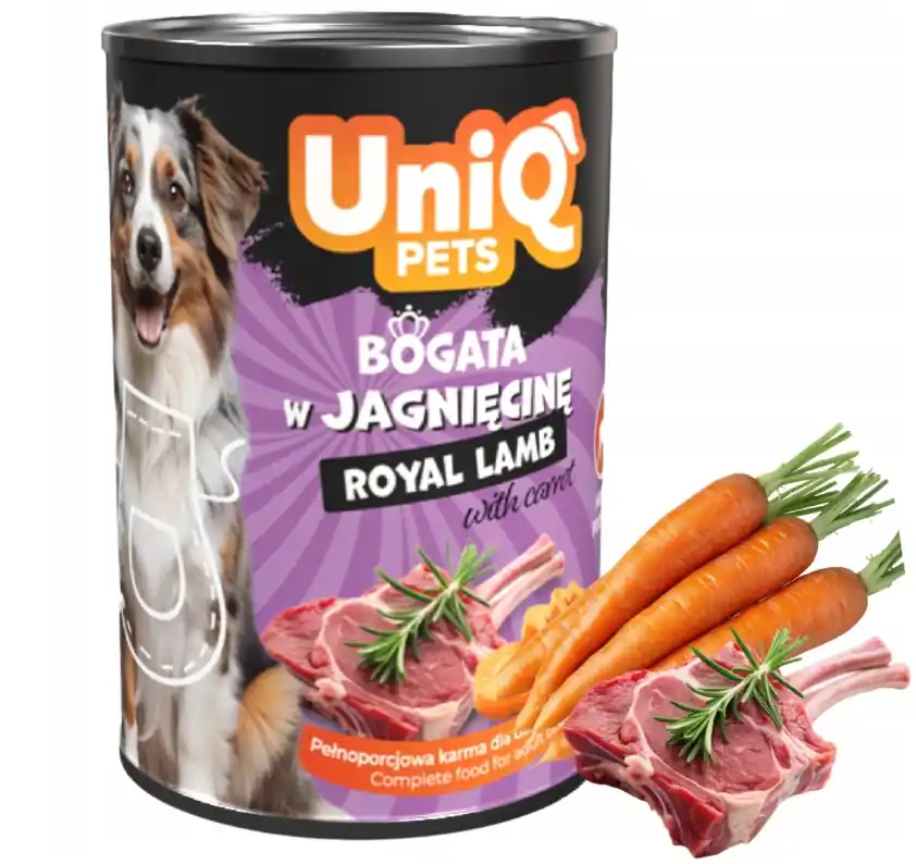 Rendeld meg most UNIQ PETS Nedves kutyaeledel ROYAL LAMB 375 g bárány
