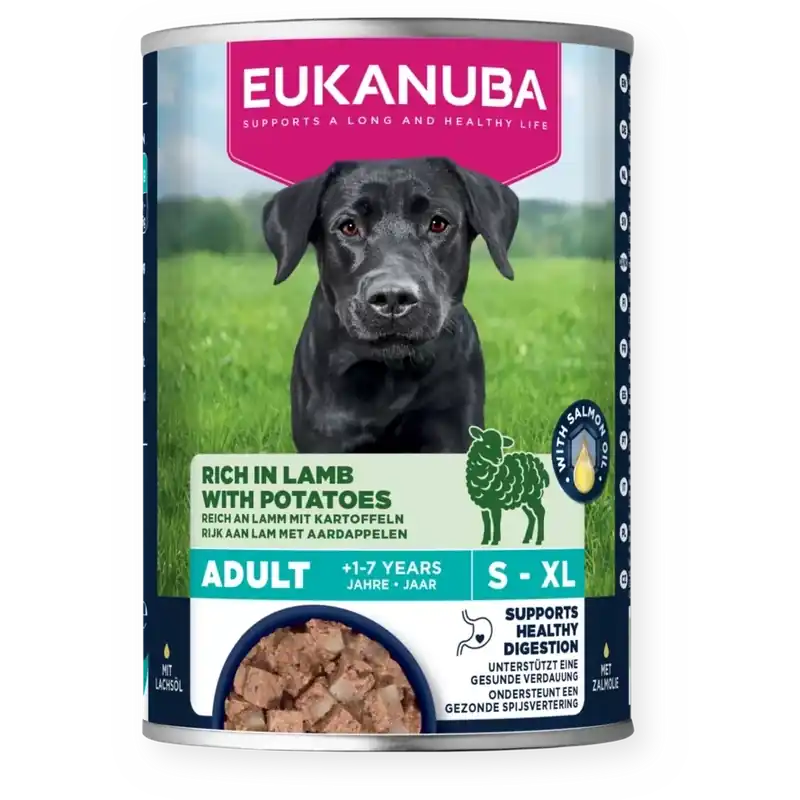 Vásárlói kedvenc EUKANUBA Nedves eledel felnőtt kutyáknak, bárányhússal és burgonyával, 400 g