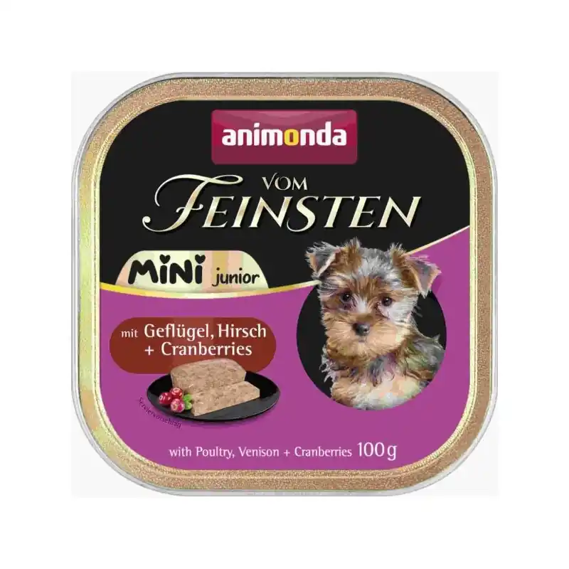 Gyors kiszállítás ANIMONDA Vom Feinsten mini junior baromfi/szarvas 100 g