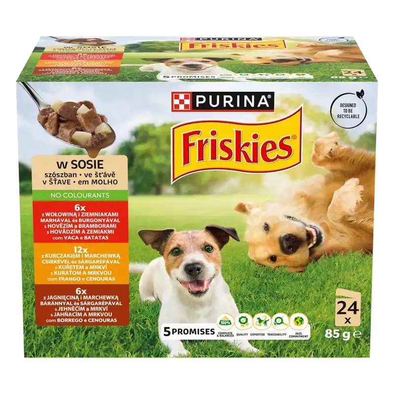 Vedd meg online PURINA Friskies felnőtt kutyáknak szószban 24 x 85 g