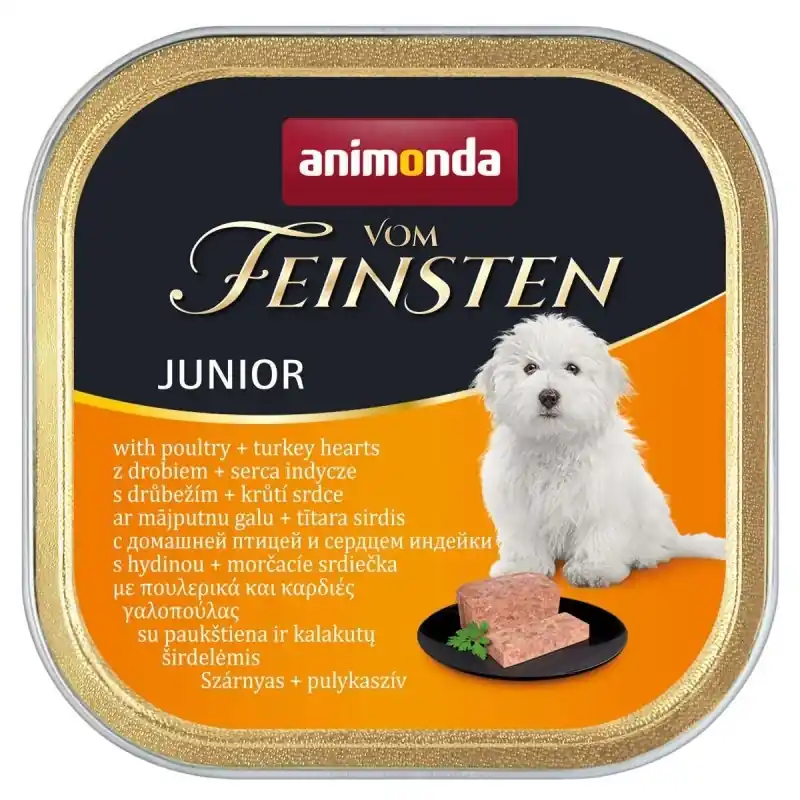Akció Animonda Dog Vom Feinsten Junior Baromfi és pulykaszív 12x150g