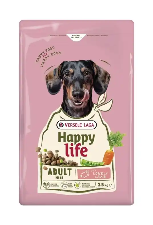 Gyors kiszállítás VERSELE-LAGA Happy Life Adult Mini Lamb 2.5kg - Felnőtt, kistestű kutyáknak való eledel bárányhússal