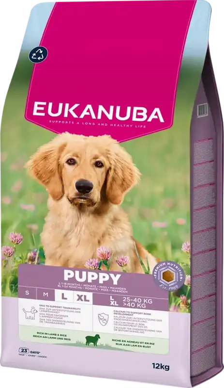 Kihagyhatatlan ajánlat EUKANUBA Puppy&Junior Bárány&Rizs Nagytestű fajták 12kg