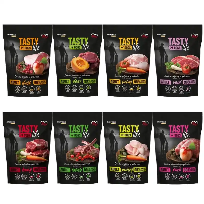 Tasty Dogs Life Dish Vegyes ízek zselében 8x500g Különleges ajánlat