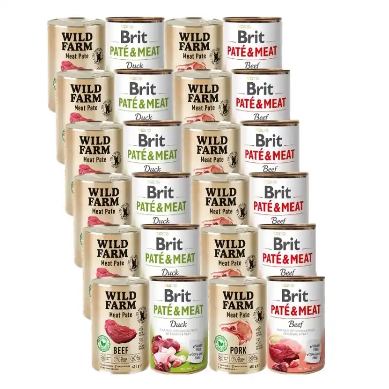 BRIT PATE & MEAT + WILD FARM Pate Mix ízek 24x400g Szezonális akció