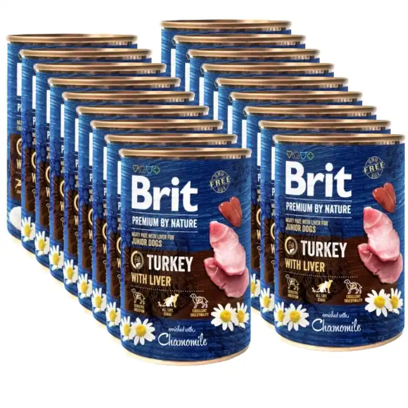 Bestseller Brit Premium by Nature Junior pulykahús májjal 18x400g