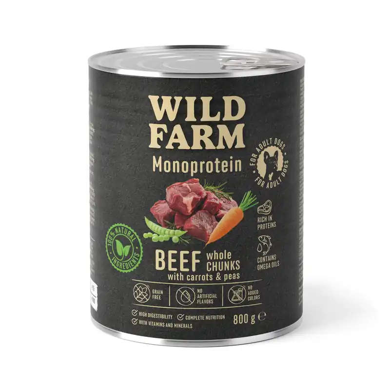 Vedd meg most WILD FARM Monoprotein Marhahús 800g hipoallergén kutyatáp