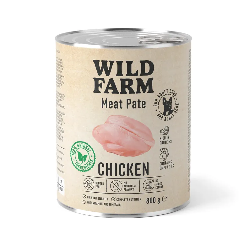 WILD FARM Pate Csirke 800g gluténmentes kutyatáp Biztonságos fizetés