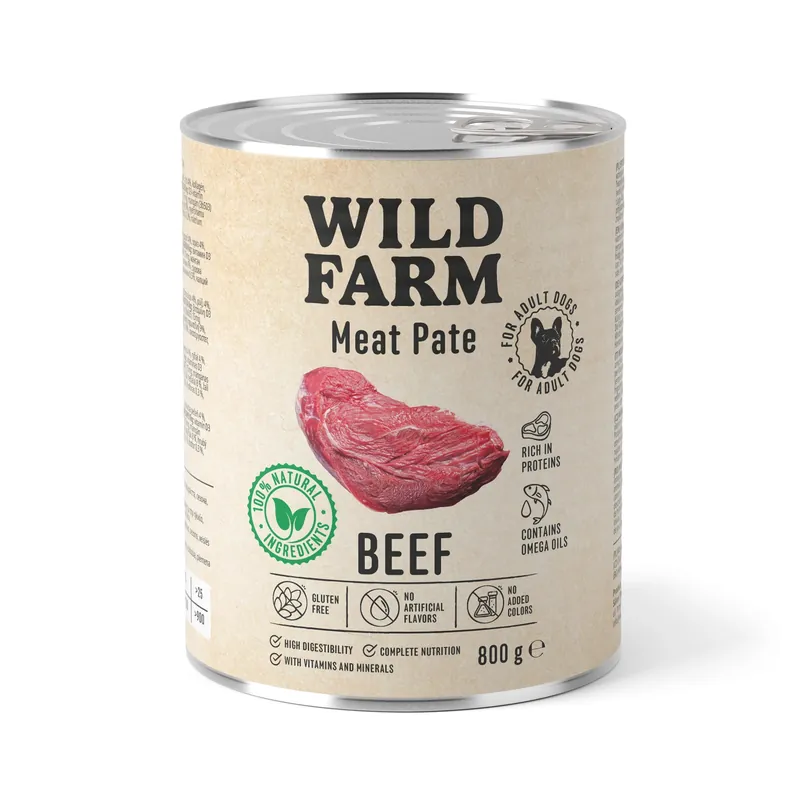WILD FARM Pate Beef 800g gluténmentes kutyatáp Árengedmény