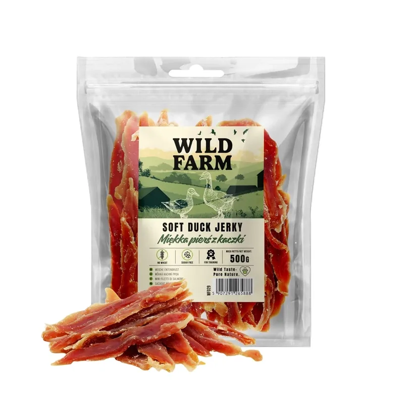 Kihagyhatatlan ajánlat WILD FARM puha kacsamell 500g kutyajutalom