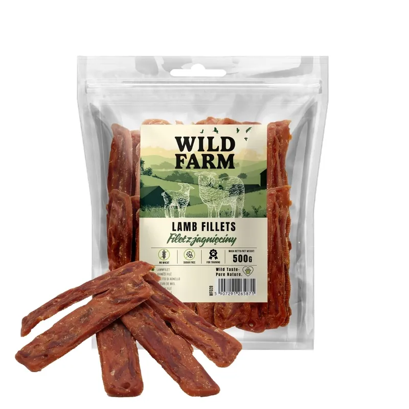 Biztonságos fizetés WILD FARM – Bárányhúsos filé 500g – jutalomfalat kutyáknak