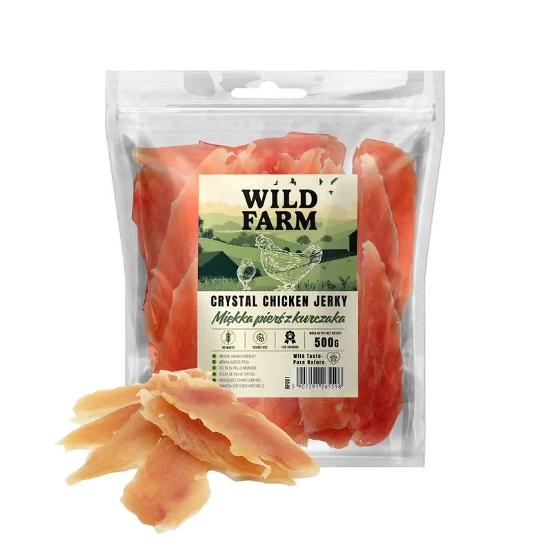 Biztonságos fizetés WILD FARM Puha csirkemell 500g kutya jutalomfalat