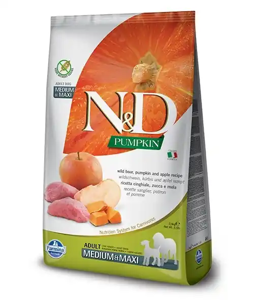 Korlátozott ajánlat Farmina N&D Grain Free Adult Medium & Maxi Boar - Pumpkin - Apple 2x12kg