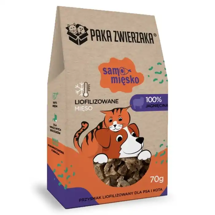 Bestseller Paka Zwierzaka Fagyasztva szárított finomság Samo Mięsko LAMB 70 g