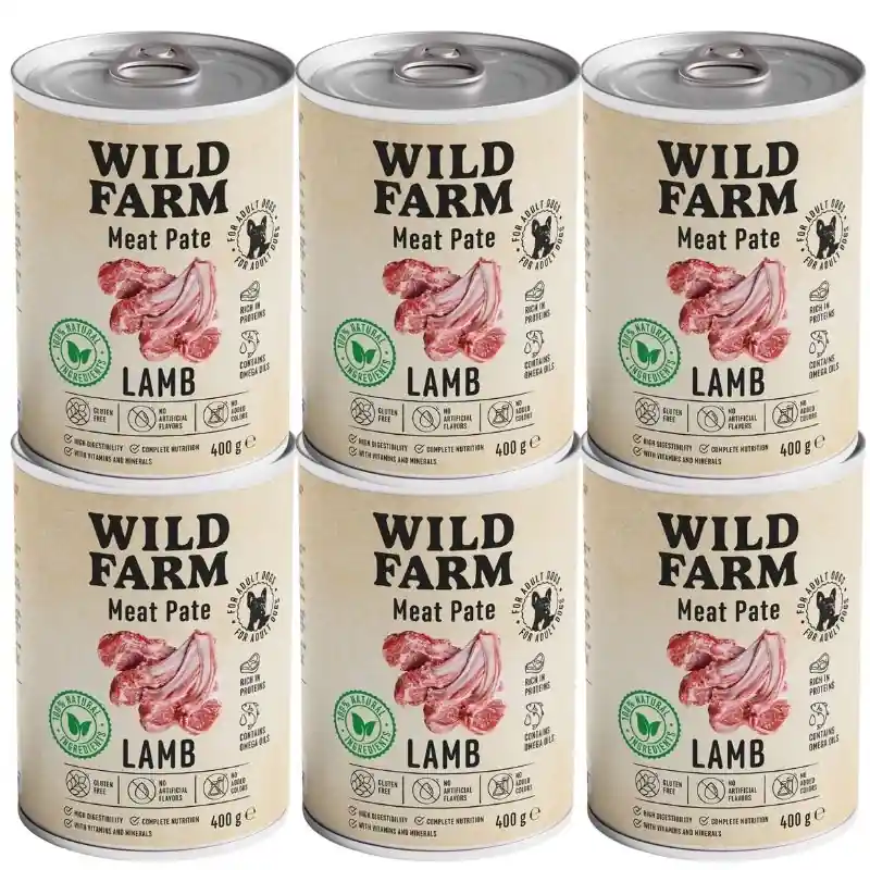 Szuper akció Wild Farm Pate Lamb 6x400g gluténmentes kutyatáp