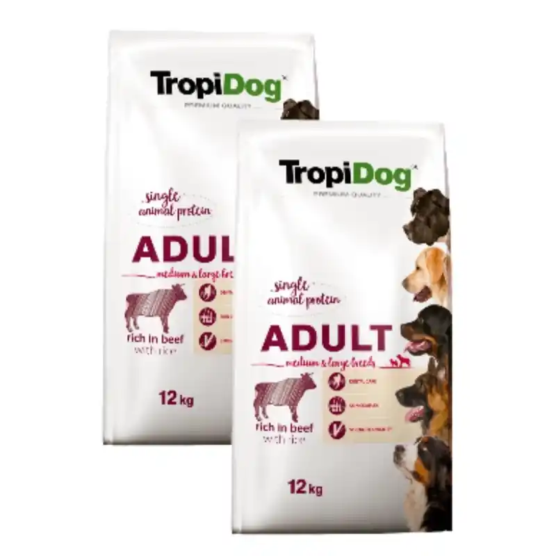 Tropidog Premium Adult Adult Medium & Large Breed Beef & Rice 2x12kg Vásárlói kedvenc