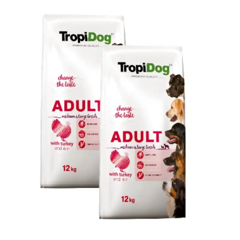 Csak ma Tropidog Premium Adult Medium & Large Breed pulyka rizzsel 2x12kg