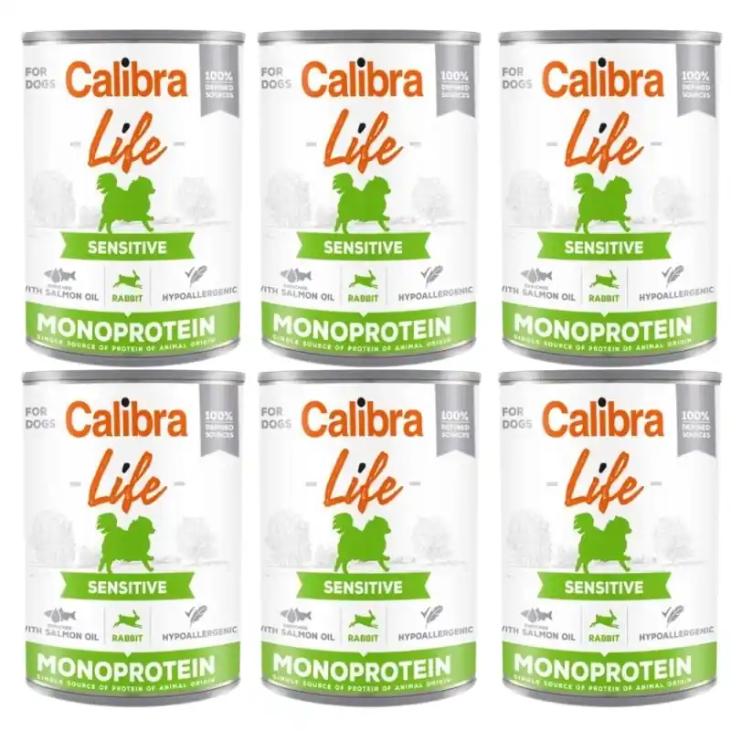 Vásárlói kedvenc CALIBRA Dog Life Sensitive Rabbit 6x400g