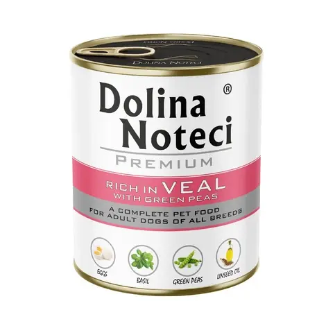 Dolina Noteci PREMIUM gazdag borjúhús zöldborsóval 800g Újdonság