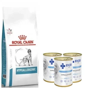 ROYAL CANIN Hypoallergén 7kg + ENZO VET Hypoallergén diéta pulykával kutyáknak 3x400g Különleges ajánlat