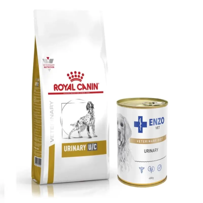 ROYAL CANIN Urinary U/C 14kg ROYAL CANIN Urinary U/C 14kg+ENZO VET Urinary húgyúti betegségek ellen csirkével kutyáknak 400g Különleges ajánlat