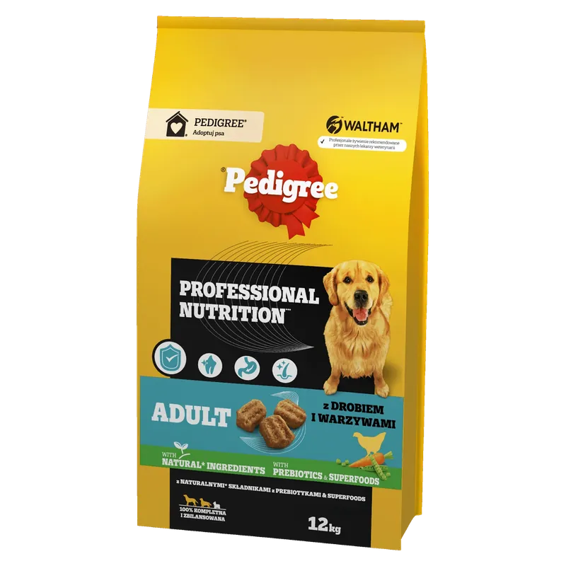 PEDIGREE® Adult Professional Nutrition 12kg baromfival és zöldségekkel - teljes értékű szárazeledel felnőtt nagy és közepes fajtájú kutyáknak Vedd meg online