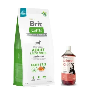 Árengedmény BRIT CARE Dog Grain-free Adult Large Breed Salmon 12kg + LAB V Lazacolaj kutyáknak és macskáknak 1000ml
