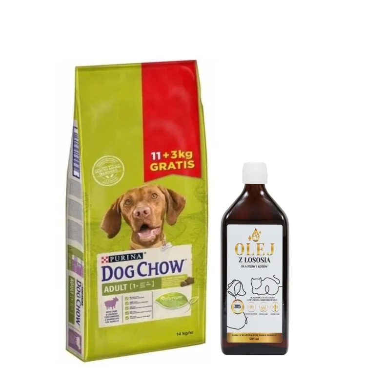 Ajánlat Purina Dog Chow Adult with Lamb 14kg + Lab-V Salmon Oil 100% Minden korú kutyáknak és macskáknak 500ml Hidegen sajtolva