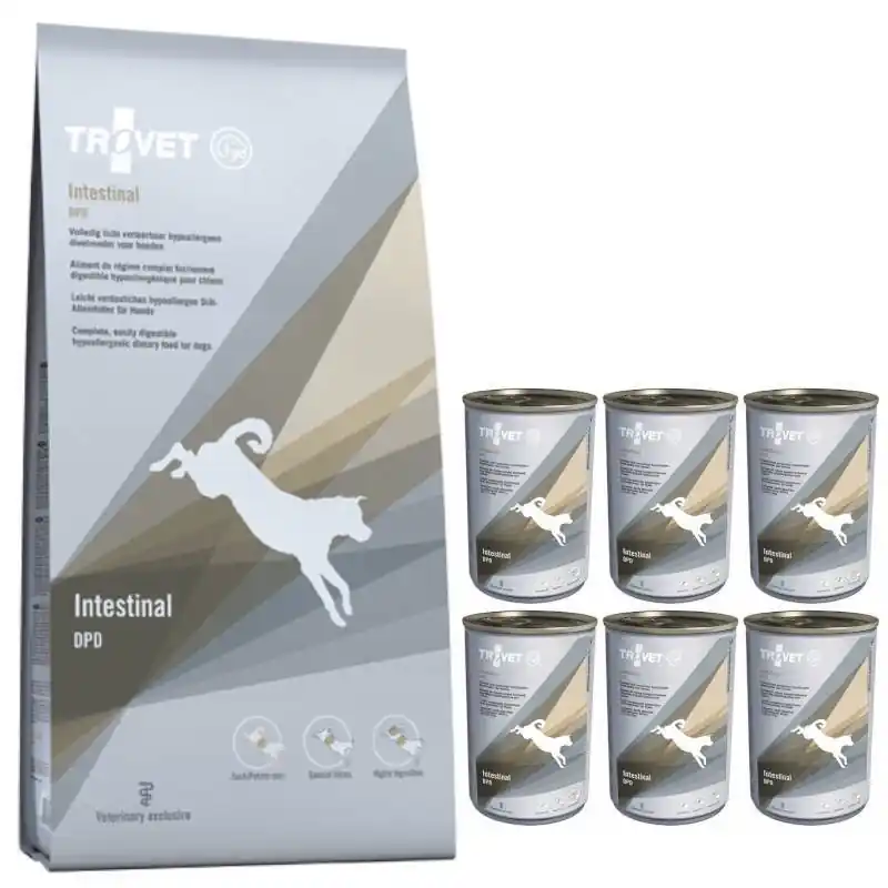 Csak ma TROVET DPD Intestinal Kacsa & Burgonya kutyáknak 10kg + 6xTROVET DPD Intestinal kacsa és burgonya kutyáknak 400g konzervdobozban