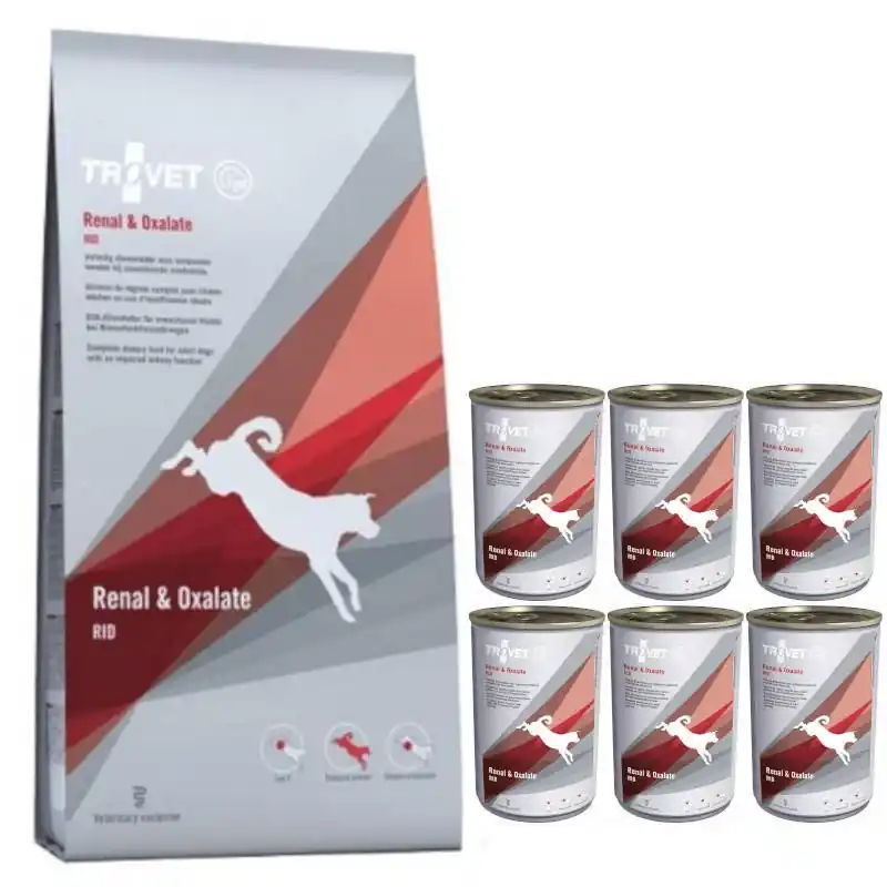 Nézd meg most TROVET RID Renal & Oxalate kutyáknak 12.5kg + 6x TROVET RID Renal & Oxalate for Dogs doboz 400g