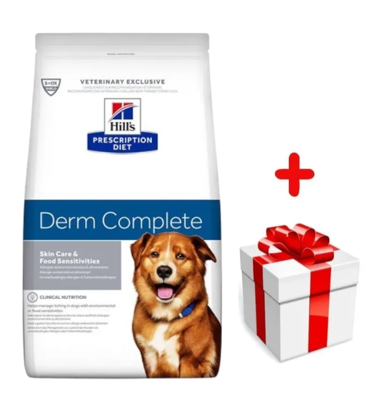 Akciós ár HILL‘S PD Prescription Diet Canine Derm Complete 12kg + meglepetés a kutyádnak INGYENES!