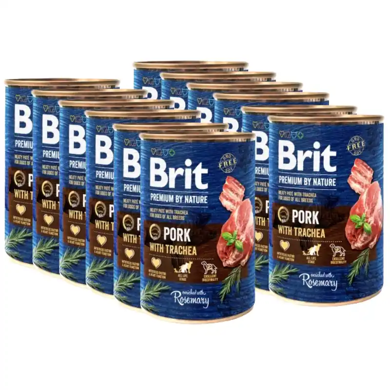 Brit Premium By Nature sertéshús légcsővel 12x400g Gyors szállítás