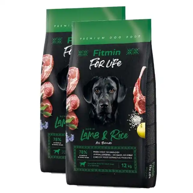 FITMIN dog For Life Bárány és rizs 2x12 kg Expressz szállítás