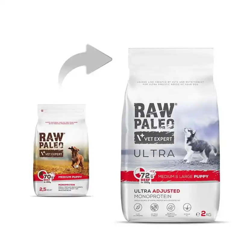 Vetexpert RAW PALEO ULTRA BEEF PUPPY MEDIUM/LAGY 2KG Nézd meg most