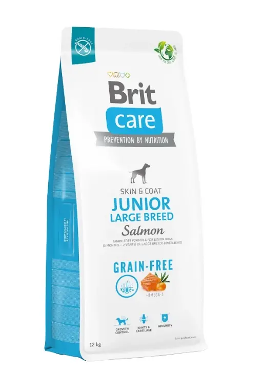 Prémium BRIT CARE Dog Gabonamentes Junior nagytestű lazac 12kg