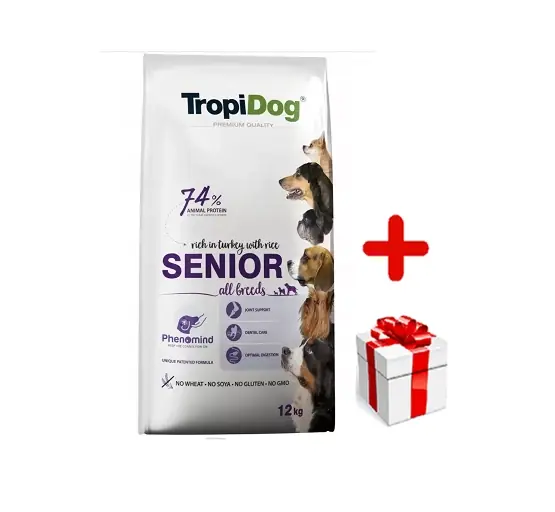 Gyors szállítás Tropidog Premium Senior 12kg + MEGLEPETÉS A KUTYÁDNAK