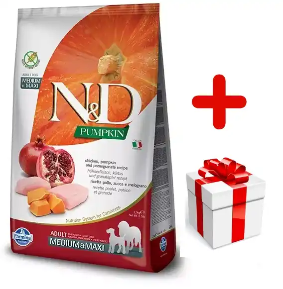 Ajánlat Farmina N&D Grain Free Adult Medium Maxi Chicken & Pomegranate With Pumpkin 12kg + MEGLEPETÉS A KUTYÁDNAK
