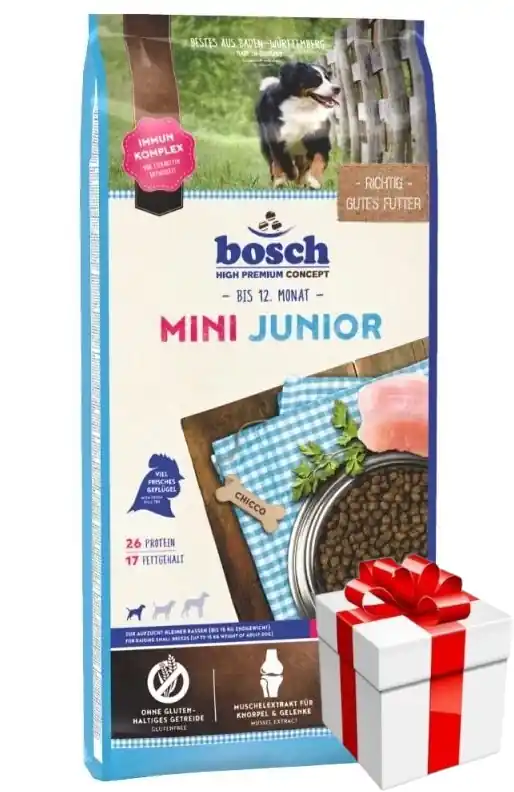 BOSCH Mini Junior baromfi 15kg + MEGLEPETÉS A KUTYÁDNAK Azonnali szállítás