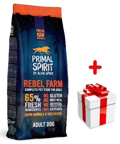 Azonnal elérhető PRIMAL SPIRIT 65% Rebel Farm 12kg + MEGLEPETÉS A KUTYÁDNAK