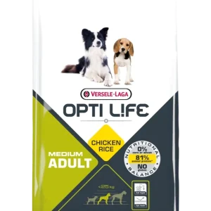Legjobb ár Versele-Laga Opti Life Adult Medium csirkével és rizzsel 12,5 kg + MEGLEPETÉS A KUTYÁDNAK
